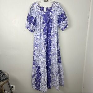 Royal Creations Hawaiian Purple Floral Maxi Dress